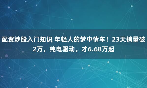配资炒股入门知识 年轻人的梦中情车！23天销量破2万，纯电驱动，才6.68万起
